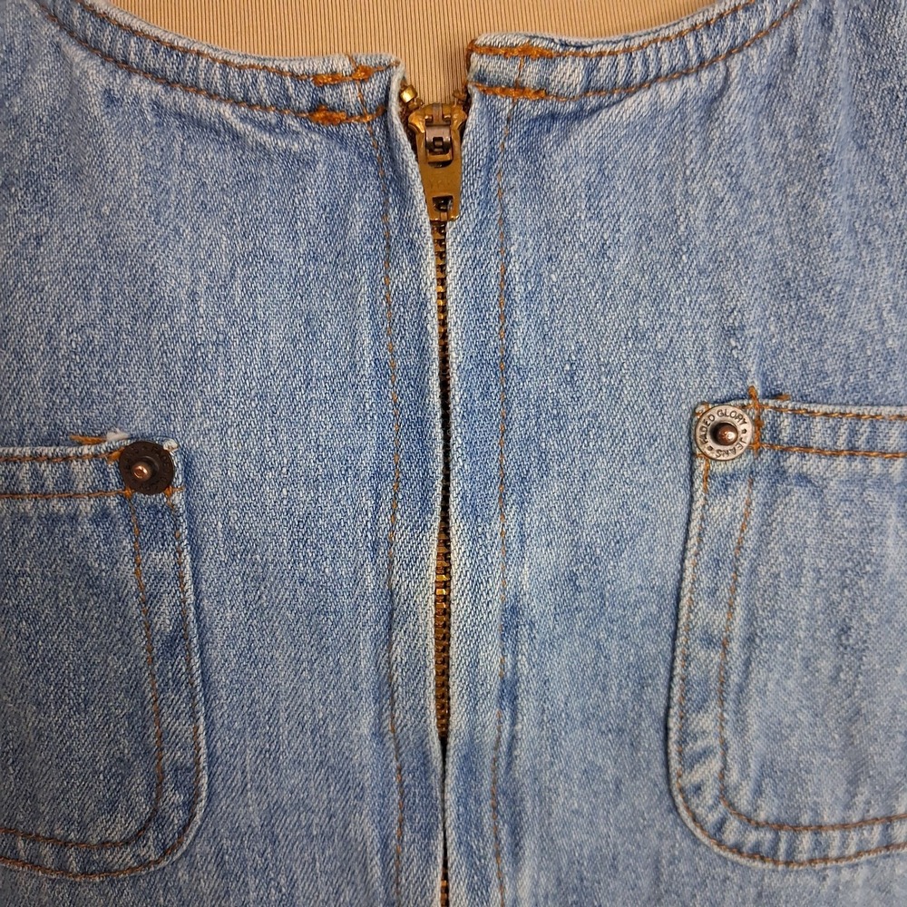 Denim Overall Pinafore Vintage Apron Style Jumper Dress Sleeveless Cottage S - Picture 11 of 14